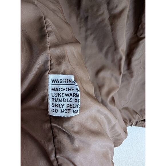 Vintage Penneys Jacket Nylon Womens Large Brown Poly Fill Belted 50s 60s - Picture 15 of 15